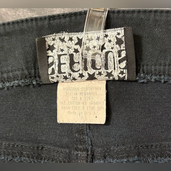 Vintage Y2K Serious La Black Studded Moto Pants Sz 5 - Picture 11 of 11